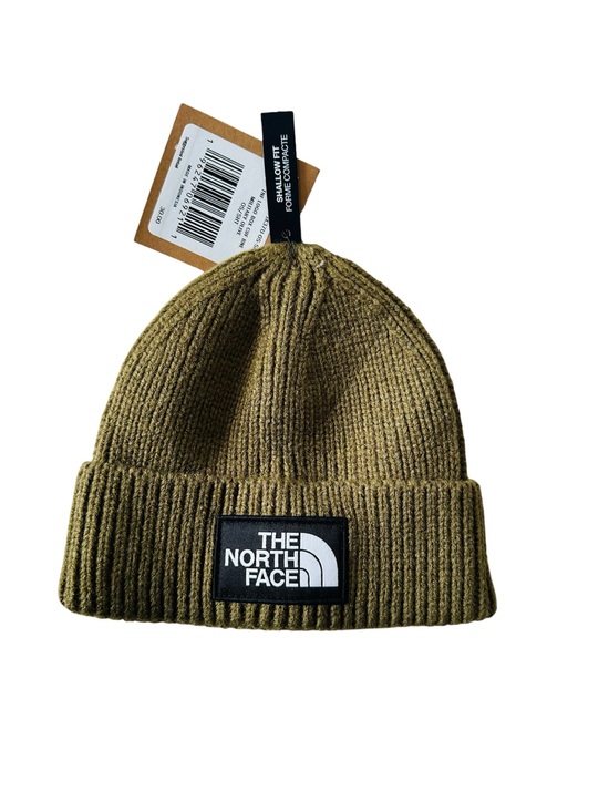 The North Face Other - The North Face Military Olive Ribbed Logo Cuff Beanie Hat Shallow Fit NWT